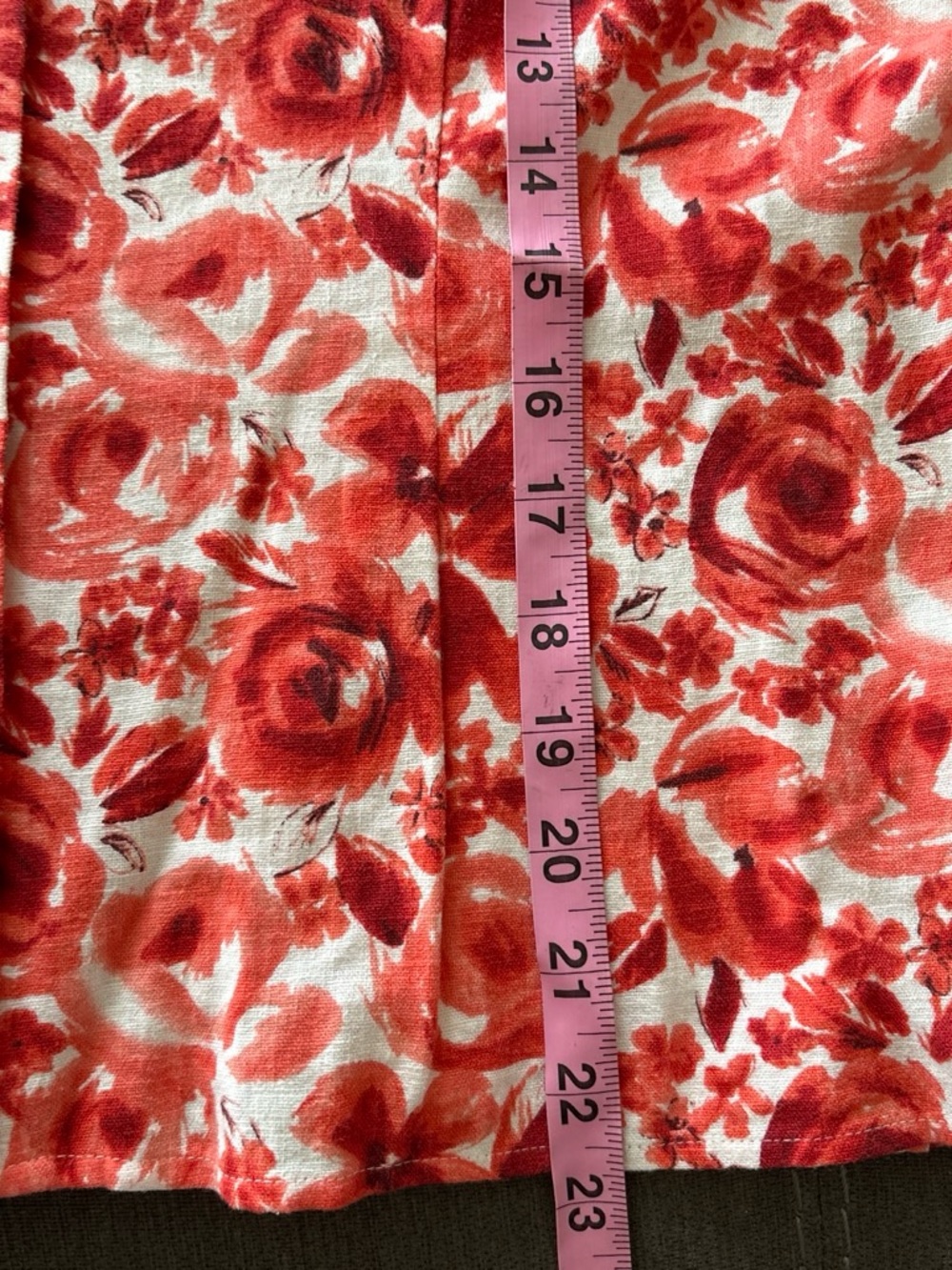 Christopher & Banks Red Floral Button-Front linen blend Blouse. M - Picture 6 of 8